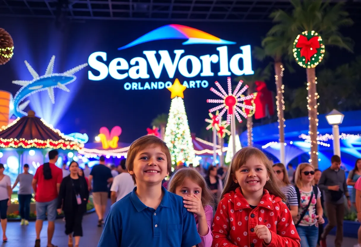 Families with young children celebrating at SeaWorld Orlando
