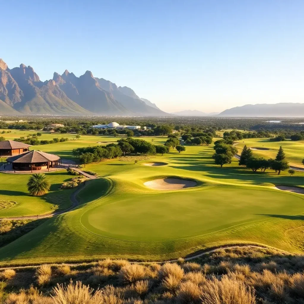 A stunning view of a South African golf course with picturesque landscapes
