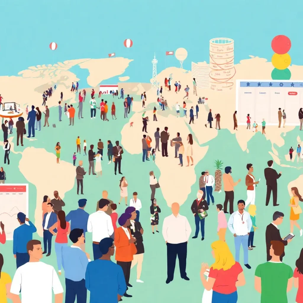 An engaging sports business expo featuring networking professionals.