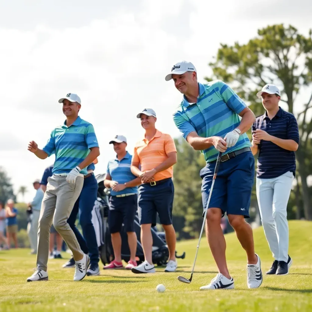 Players competing in the Team Cup golf event at Abu Dhabi Golf Resort