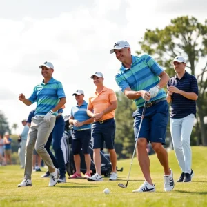 Players competing in the Team Cup golf event at Abu Dhabi Golf Resort