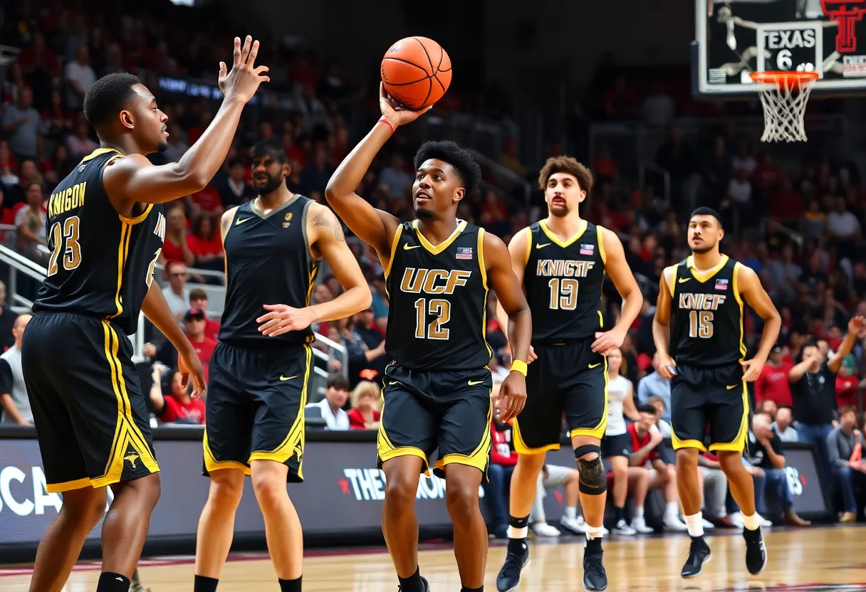 UCF Knights players celebrating during a basketball game