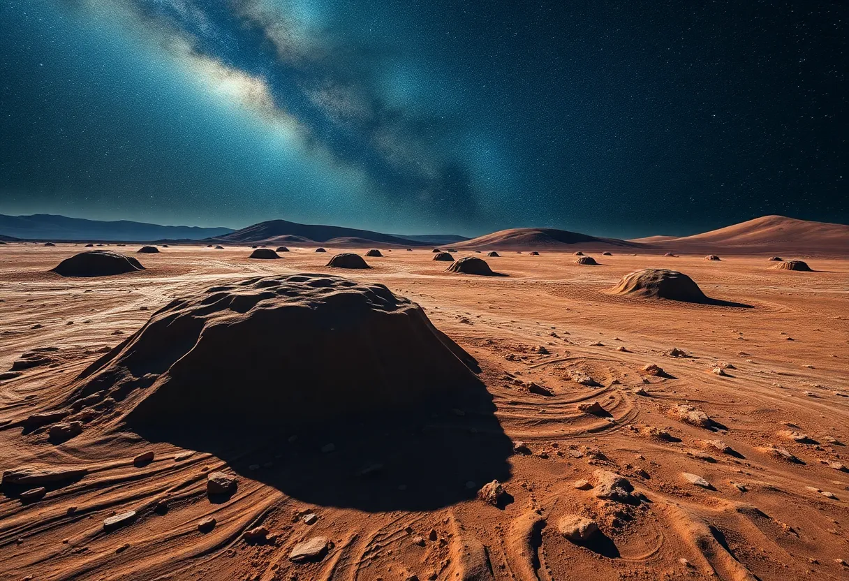 Lunar landscape showcasing the Gruithuisen Domes