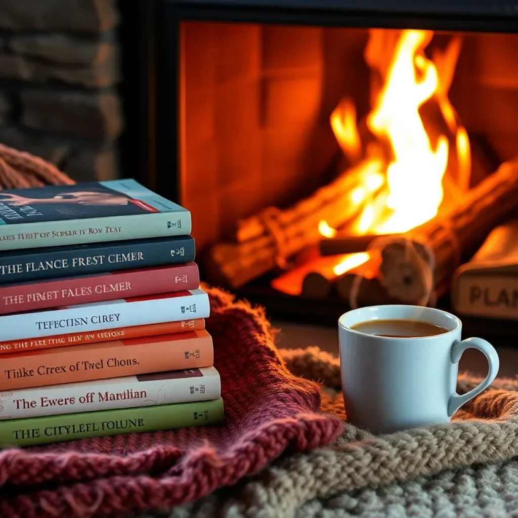 Cozy reading nook featuring new golf books for winter 2024.