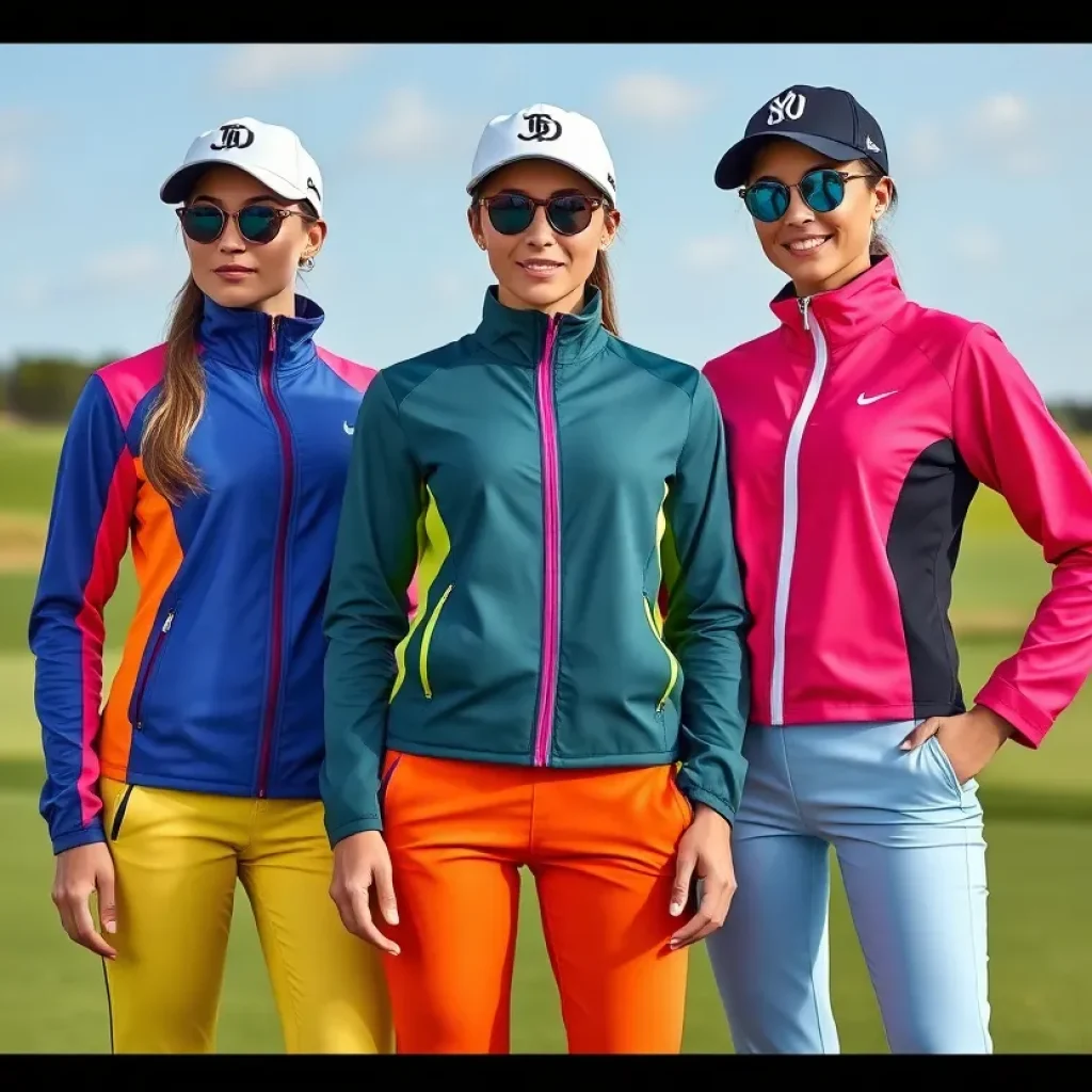 Stylish golf apparel for young female golfers on display