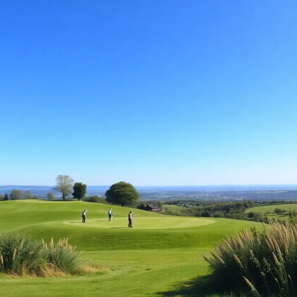 Golfers enjoying a sunny day on a lush European golf course
