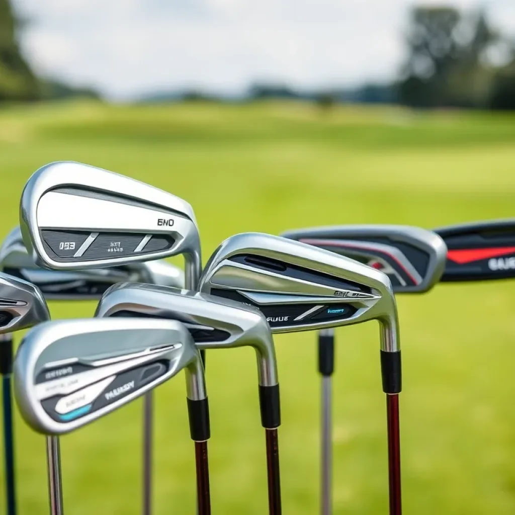 Maxfli XC2 and XC3 golf irons on a golf course