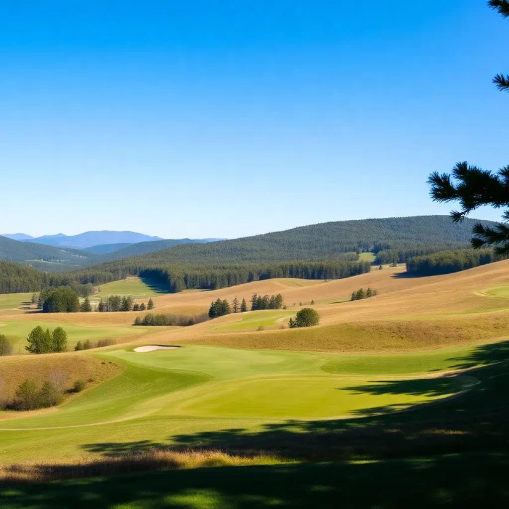 Scenic view of Okemo Valley Golf Course at sunset