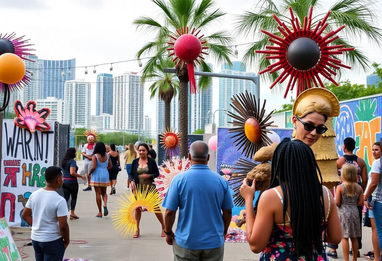 Community arts event in Orlando with performers and art installations