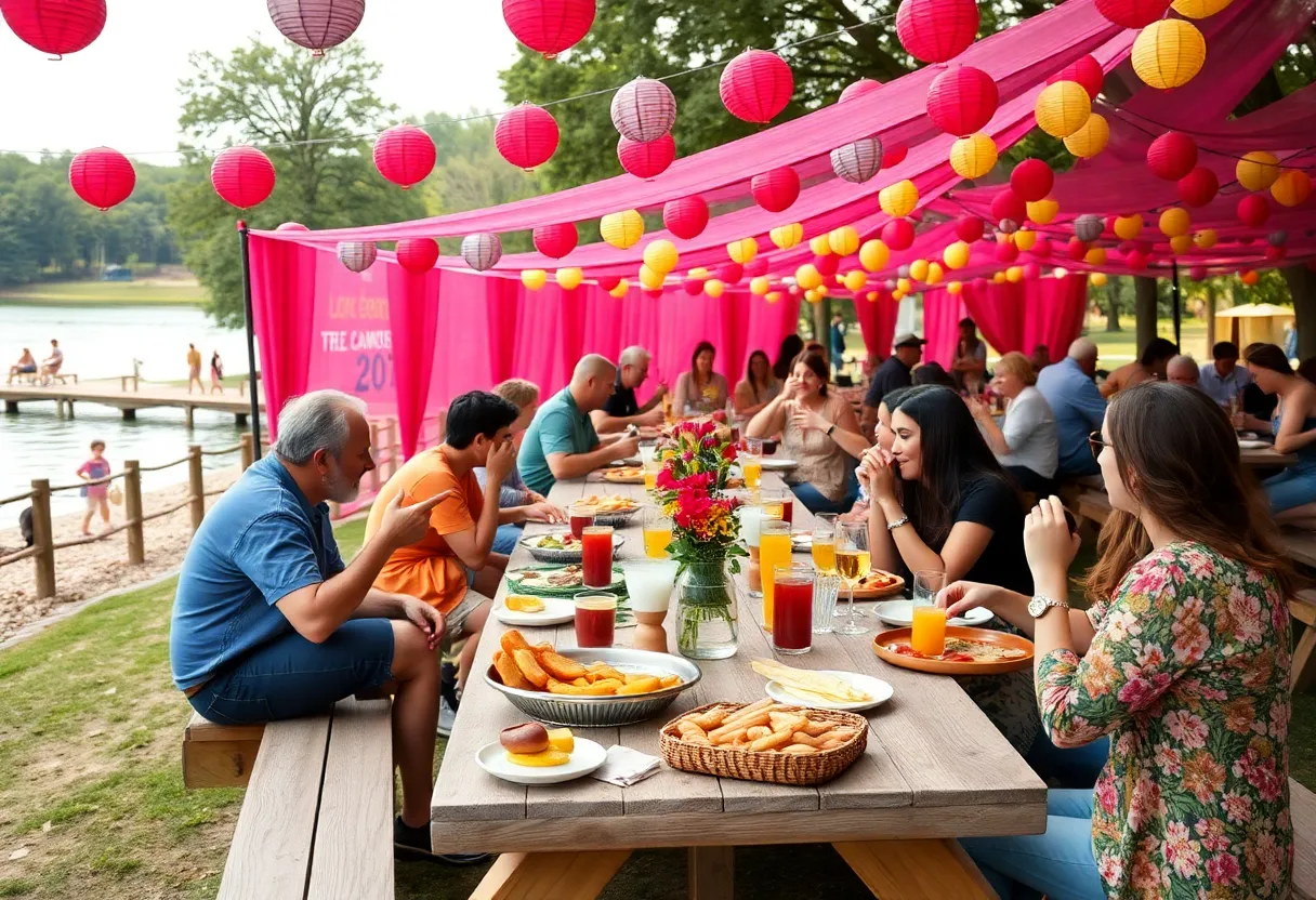 Guests enjoying food and drinks at the Orlando Brunch Festival