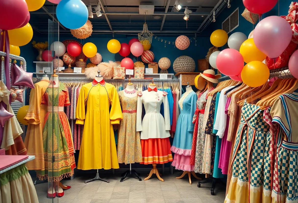 Vintage clothing store in Orlando showcasing a variety of costumes and styles.