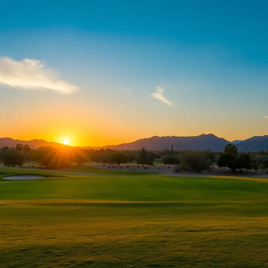 Golfers on a course in Phoenix during winter season.