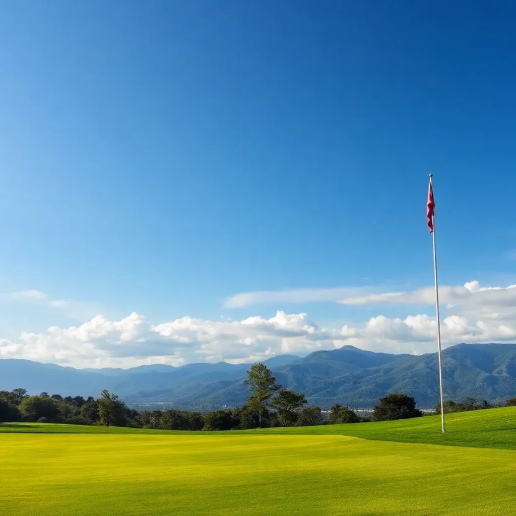 Close-up view of a beautiful golf course showcasing lush green grass and fairways.