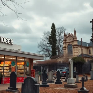 A historic cemetery next to a Publix supermarket in Orlando, Florida