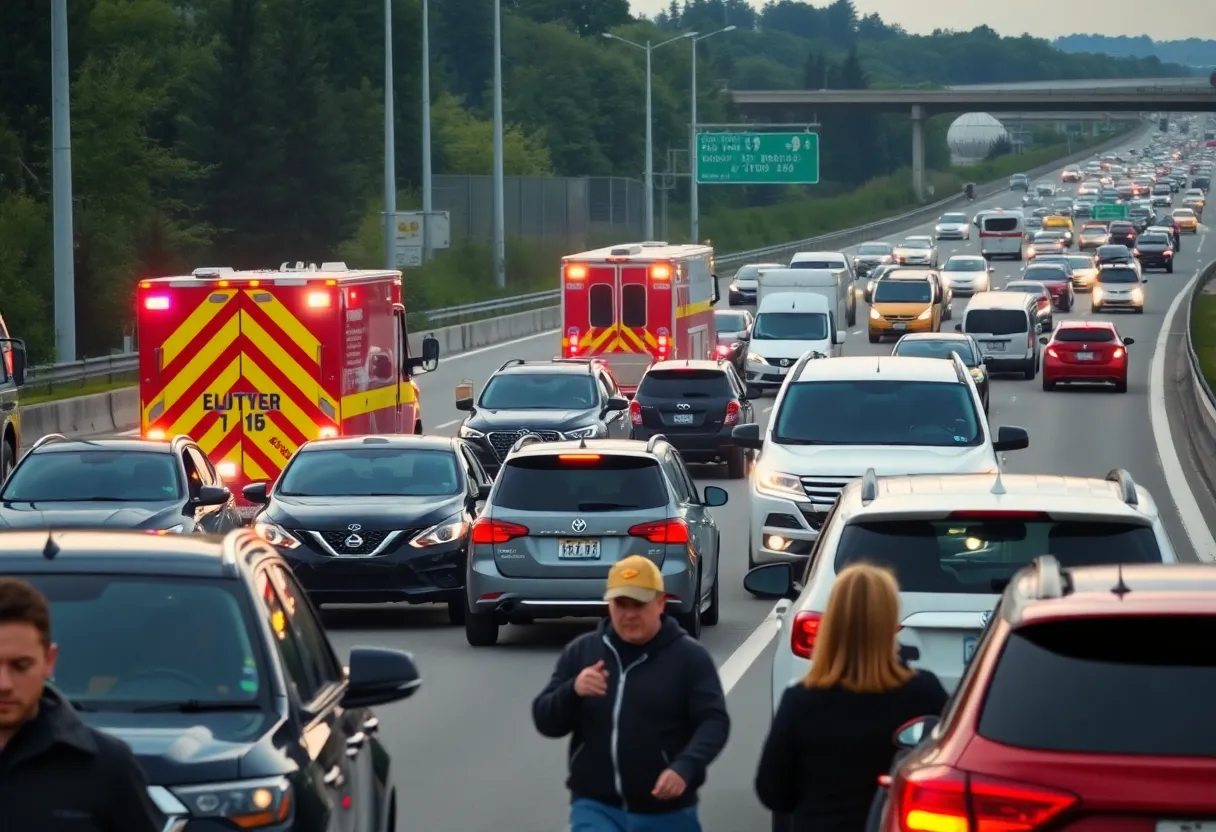Traffic backup following a multi-vehicle crash on Lake Mary I-4