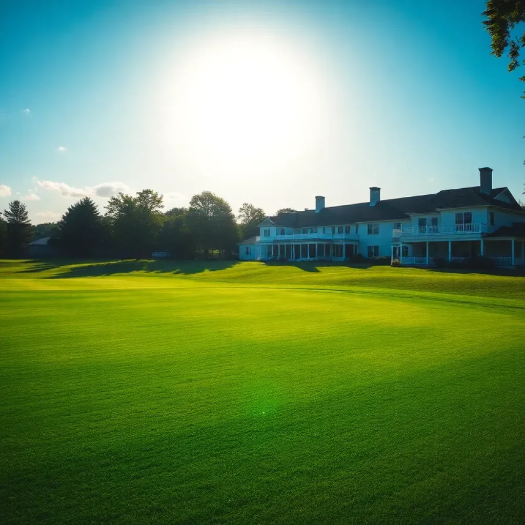 Beautiful golf course landscape with bright green fairways