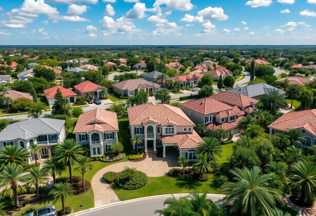 Aerial view of luxury homes in Orlando, Florida.
