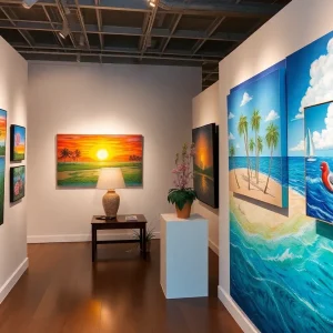 Artwork display at the Mary Ann Carroll Exhibit in Orlando