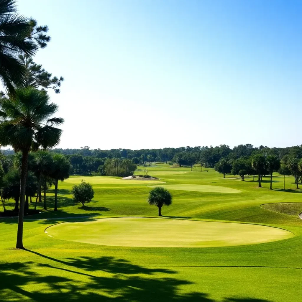 Golfers enjoying a sunny day at an Orlando golf course