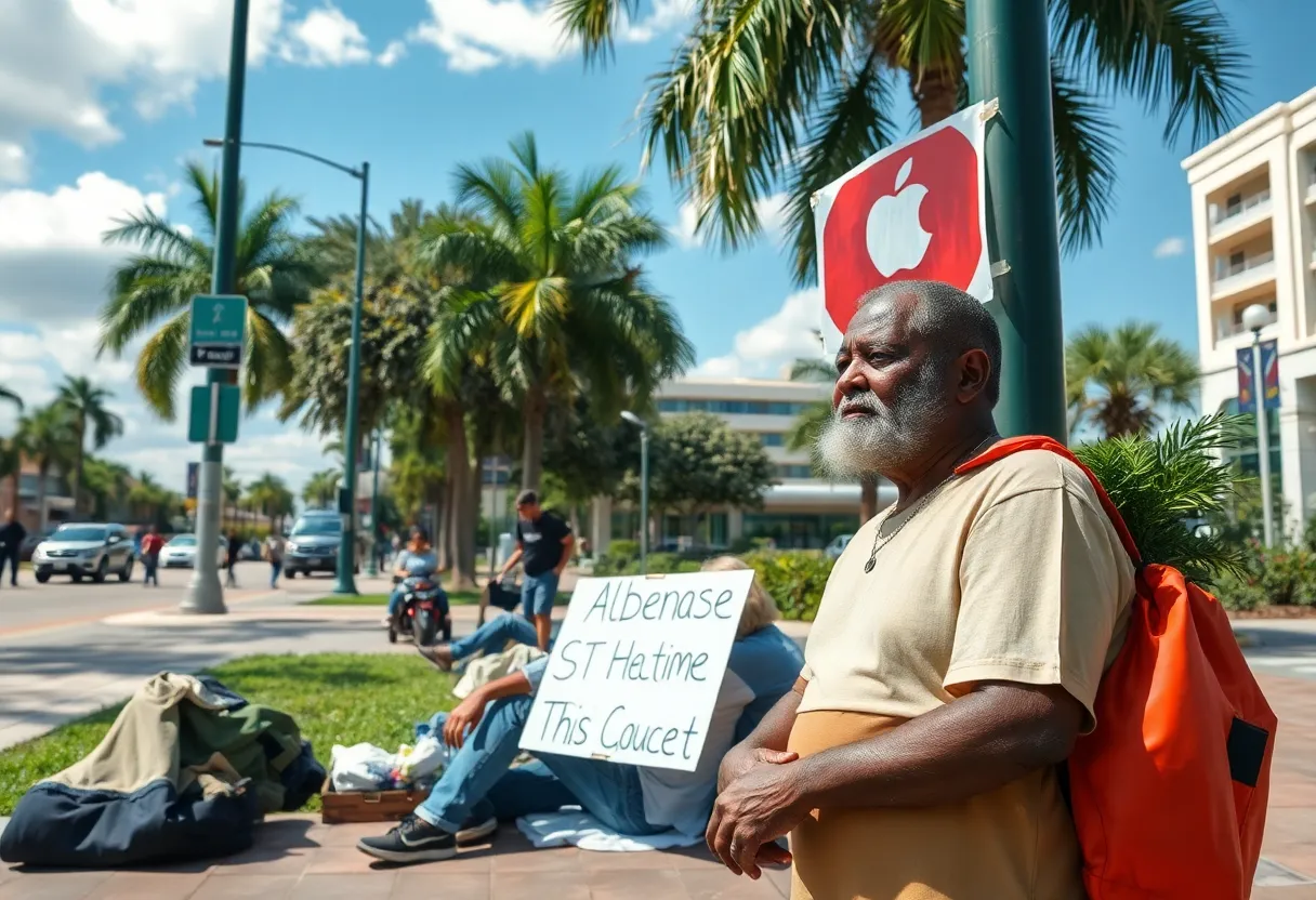 Scene depicting homelessness in Orlando community
