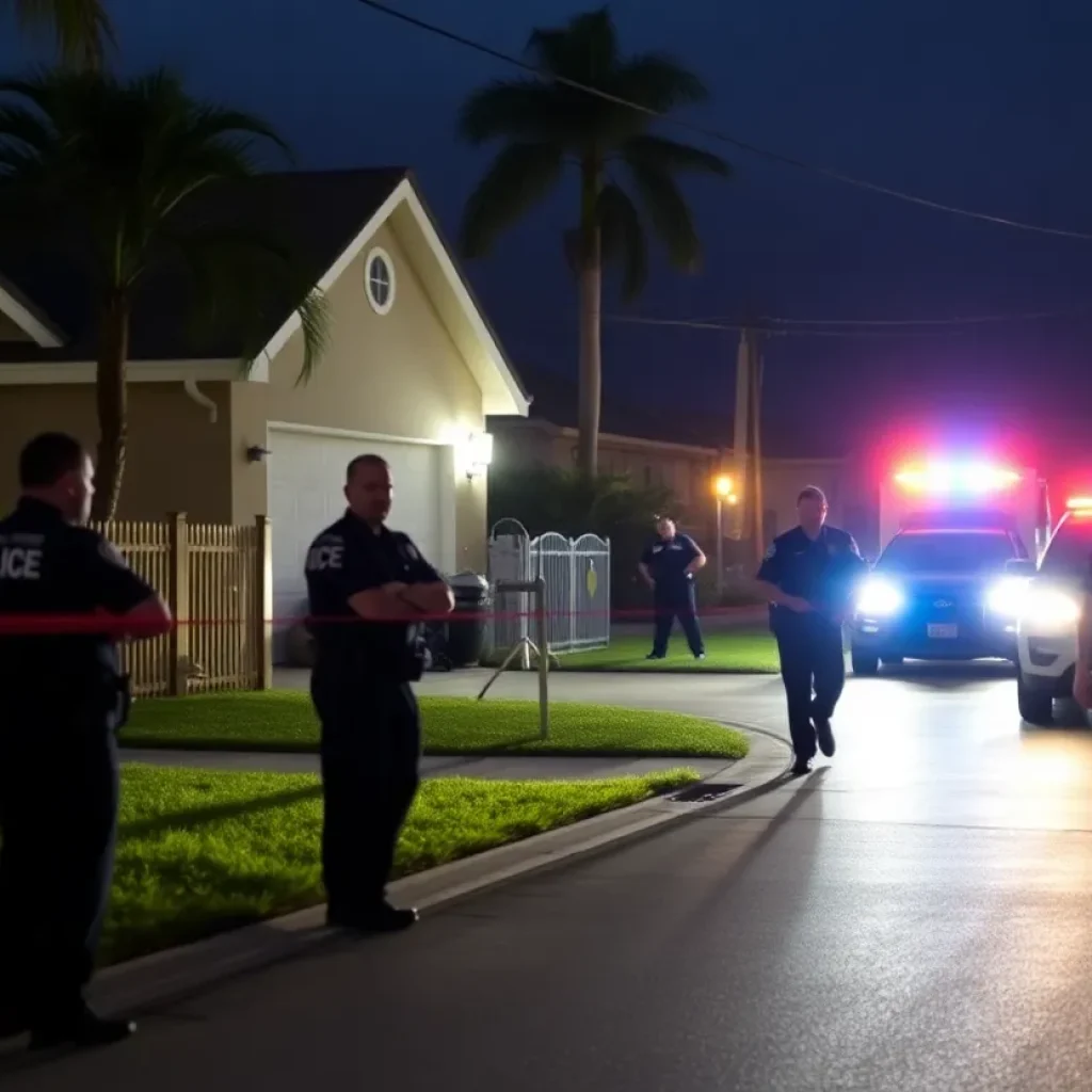 Police officers at the scene of a shooting incident in Orlando, Florida.