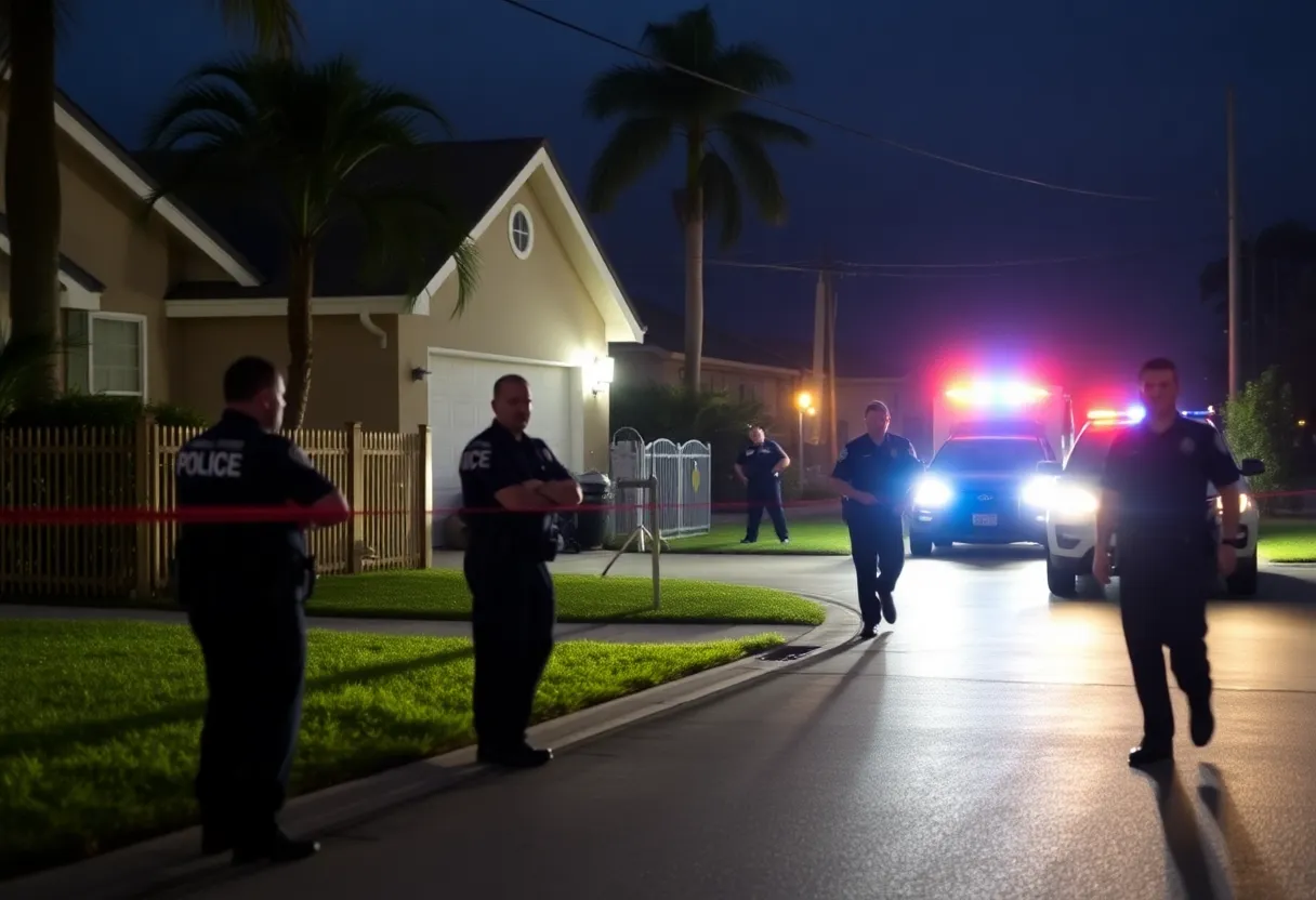 Police officers at the scene of a shooting incident in Orlando, Florida.