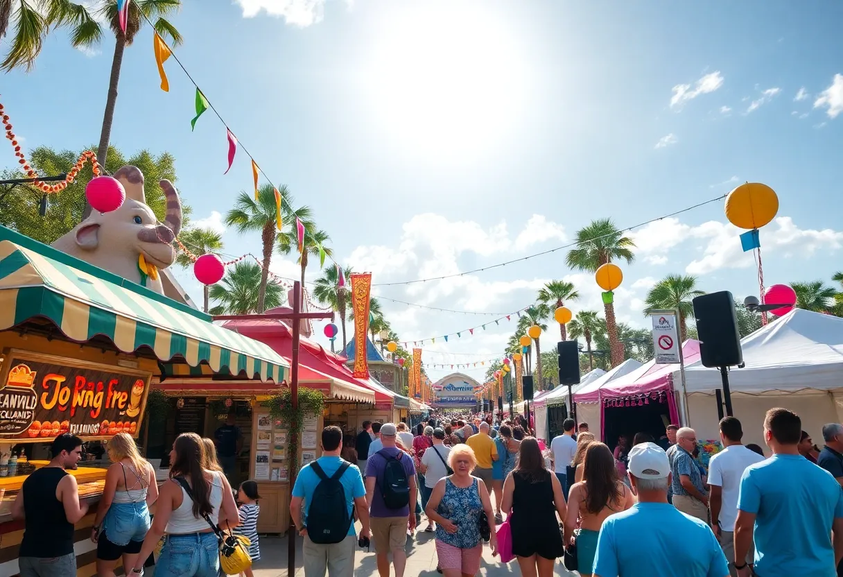 Crowd enjoying the Seven Seas Food Festival at SeaWorld Orlando