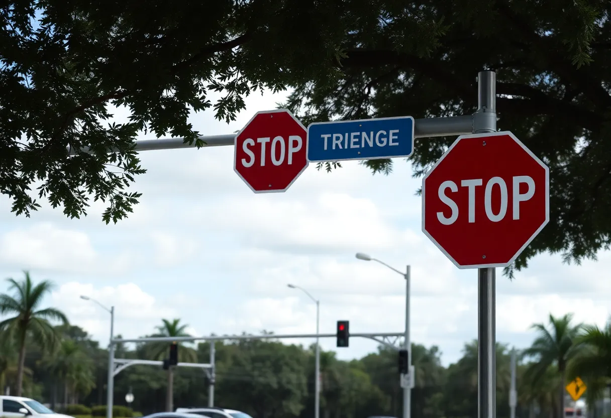 Stop sign at an intersection in Orlando, Florida