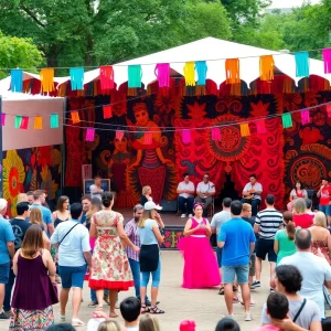 Scene from UCF Celebrates the Arts Festival showing multiple performances and audience engagement.