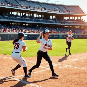 UCF softball team celebrates after a win against Florida.