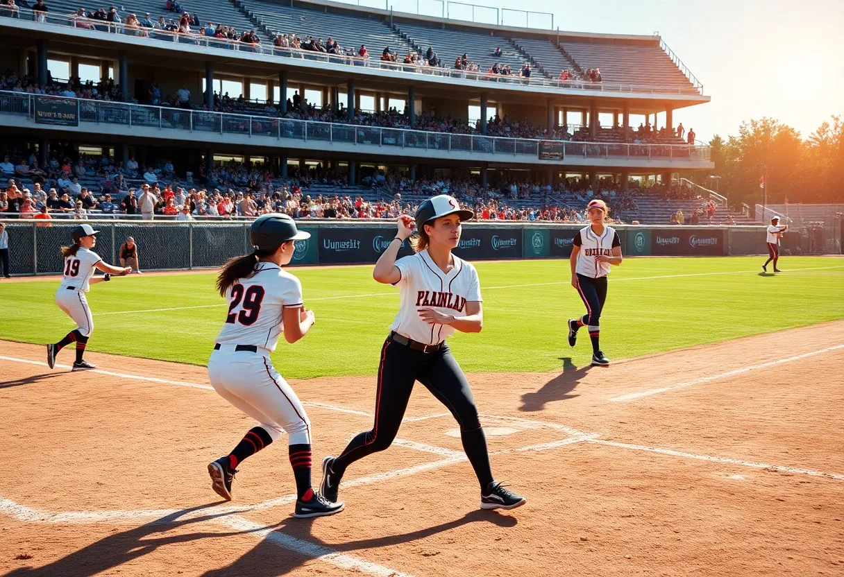 UCF softball team celebrates after a win against Florida.