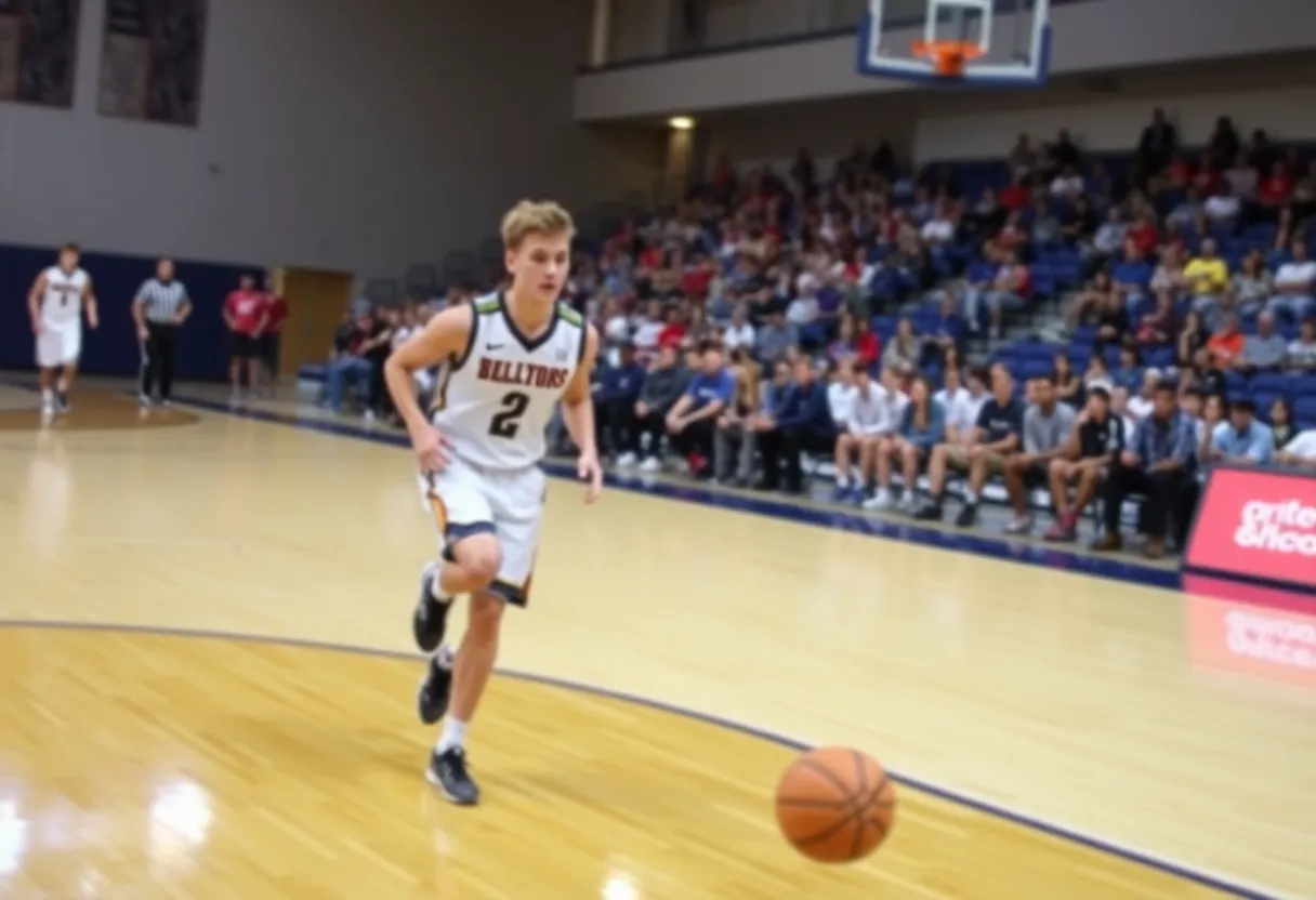 Basketball player showcasing skills on the court