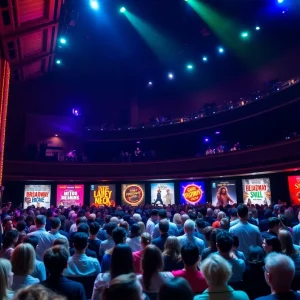 A collage of Broadway show posters for the 2025-26 season at the Dr. Phillips Center in Orlando.
