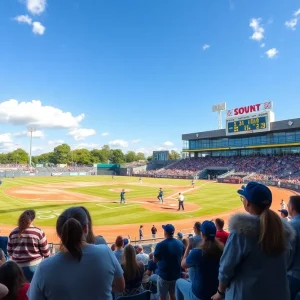 BYU softball players and fans in an exciting game environment