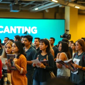 A group of aspiring actors at a casting call in Orlando