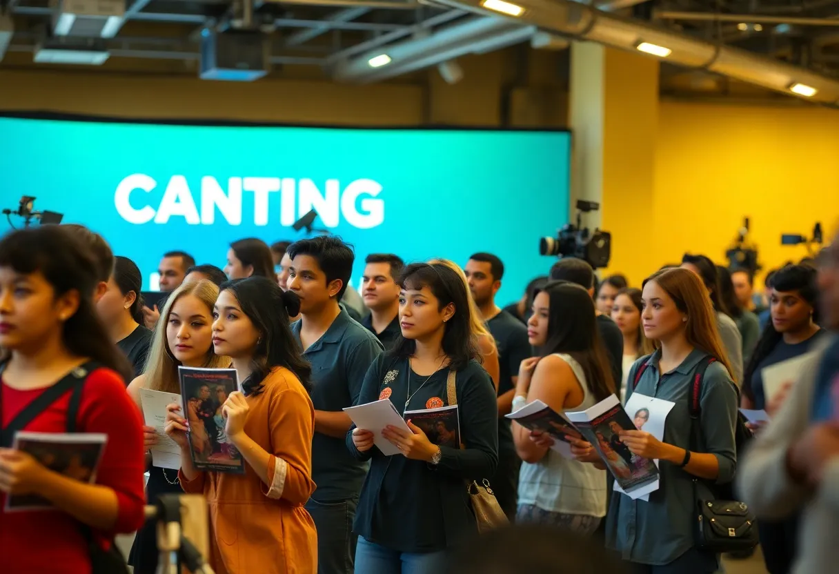 A group of aspiring actors at a casting call in Orlando