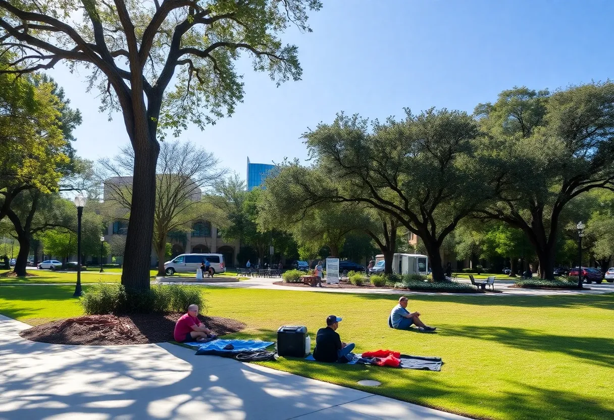 A scene depicting the homelessness challenge in Orlando, Florida.