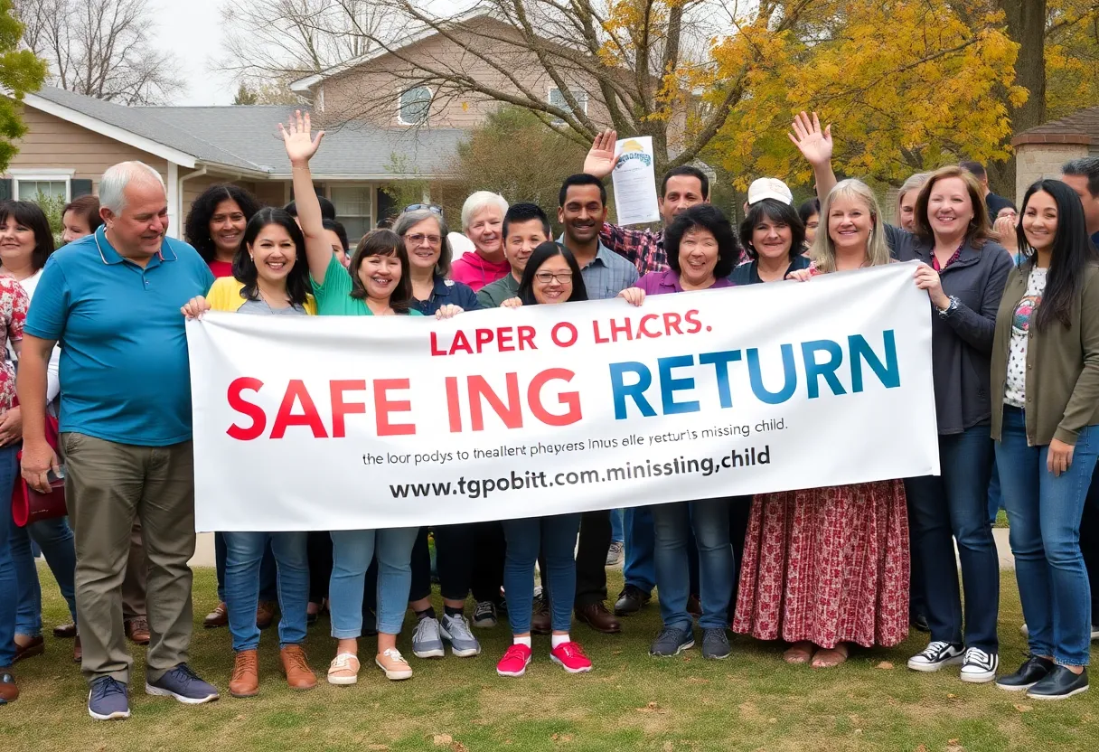 Community celebration for the safe return of a missing child.