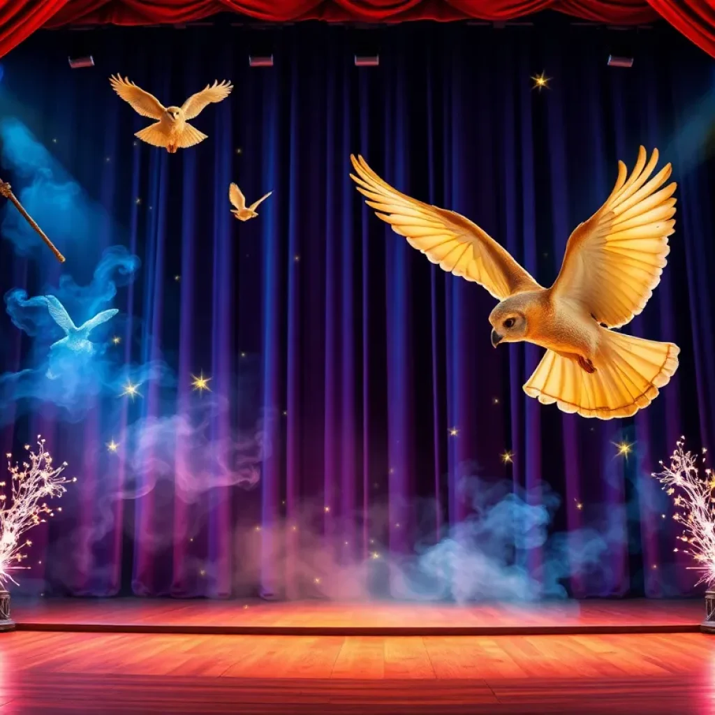 Theater stage set for Harry Potter and the Cursed Child with magical visuals.