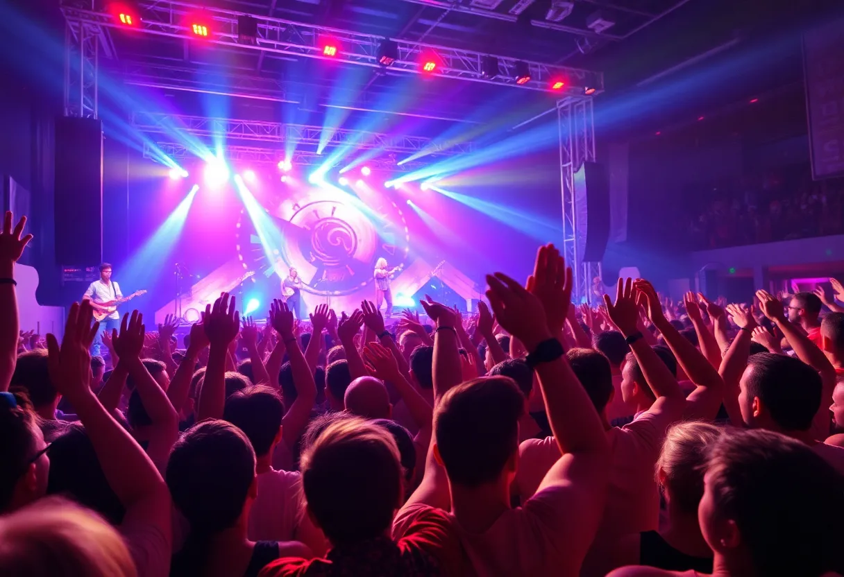 Audience enjoying Kylie Minogue's Tension Tour concert in Orlando