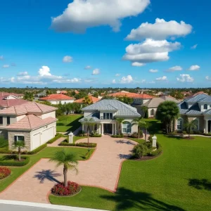 Aerial view of luxury homes in Orlando, capturing the beauty and modern design.