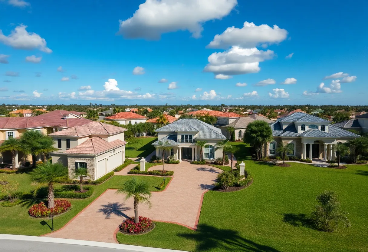 Aerial view of luxury homes in Orlando, capturing the beauty and modern design.