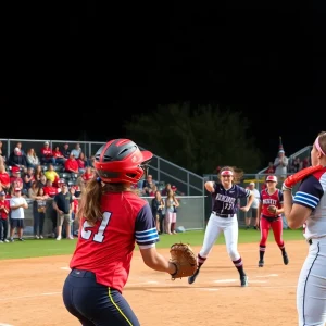 Oklahoma Sooners softball team playing a game against St. Thomas.