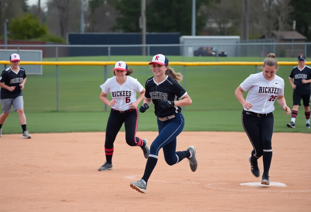 Softball players in action during a game at UCF Softball Complex