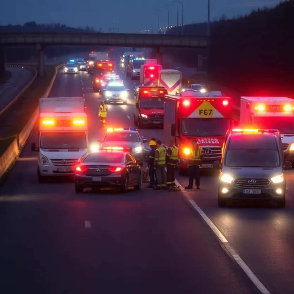 Emergency responders at a multi-vehicle crash scene in Orange County