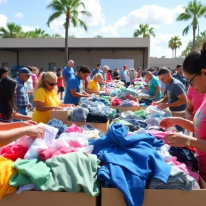 Volunteers participating in Orlando community closet clean-out event.