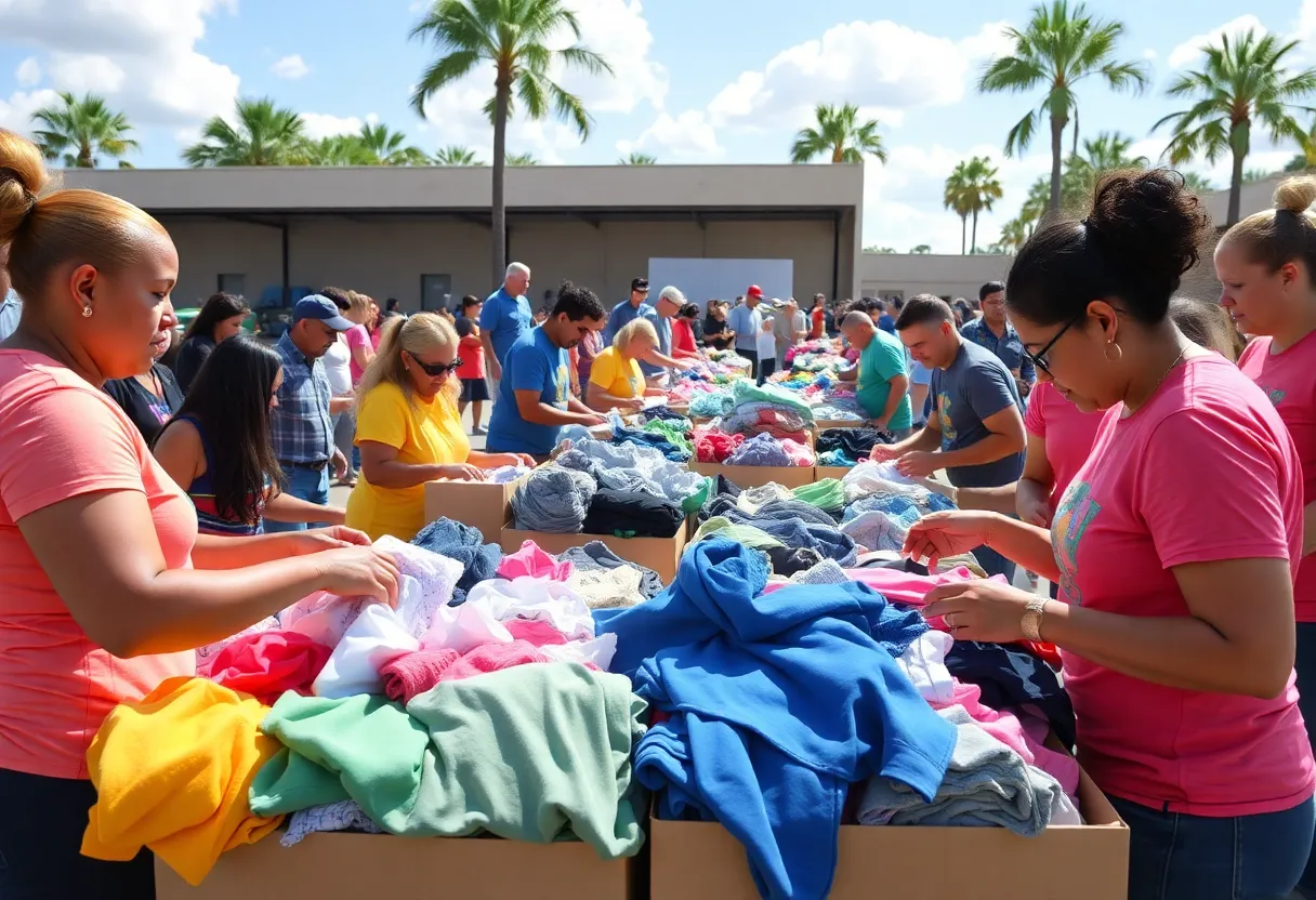 Volunteers participating in Orlando community closet clean-out event.