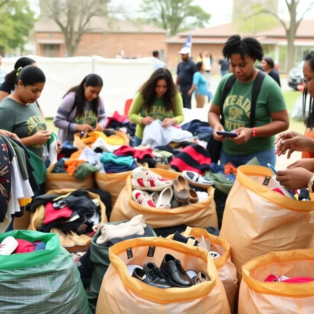 Volunteers sorting donations at the Light Orlando closet clean-out event