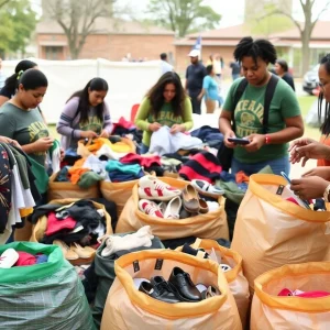 Volunteers sorting donations at the Light Orlando closet clean-out event