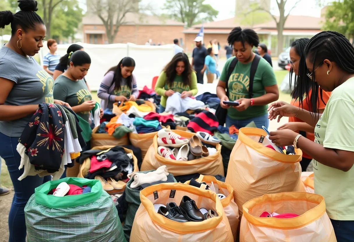 Volunteers sorting donations at the Light Orlando closet clean-out event